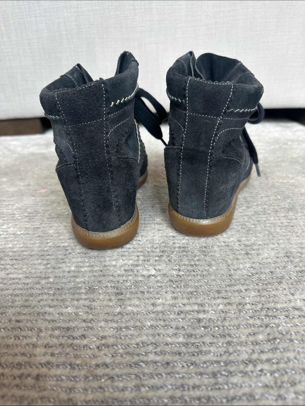 Isabel Marant Bobby Black Suede Wedge high top Sneaker Boots - Picture 4 of 8